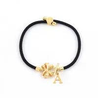 Letter Bow Knot Elegant Simple Style Classic Style 304 Stainless Steel Nylon Copper Drawstring Bracelets Wholesale sku image 1