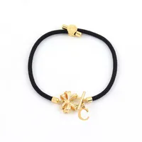 Letter Bow Knot Elegant Simple Style Classic Style 304 Stainless Steel Nylon Copper Drawstring Bracelets Wholesale sku image 3