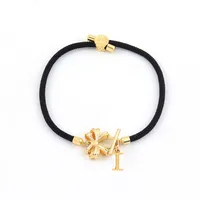Letter Bow Knot Elegant Simple Style Classic Style 304 Stainless Steel Nylon Copper Drawstring Bracelets Wholesale sku image 9