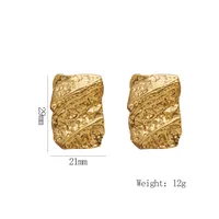 1 Paire Couleur Unie Modèle De Forgeage Rectangle Élégant Femme Vacances Acier Inoxydable 304 Plaqué Or 18K Placage Boucles D'Oreilles main image 2