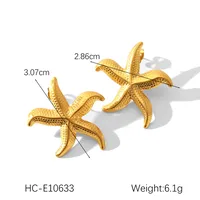 1 Pair Starfish Elegant Lady Vacation 304 Stainless Steel 18K Gold Plated Plating Ear Studs main image 2