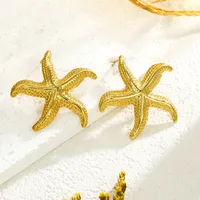 1 Pair Starfish Elegant Lady Vacation 304 Stainless Steel 18K Gold Plated Plating Ear Studs main image 7