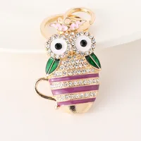 Cute Alloy Owl Unisex Bag Pendant Keychain sku image 3
