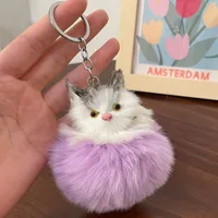 New Style Alloy Cat Unisex Bag Pendant Keychain sku image 2