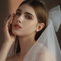 Mujeres Flor Señora Boda Tela Velos De Jaula De Pájaros main image 4