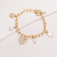 Forme De Cœur Classique Luxueux Romantique Le Cuivre Bracelets Fermeture À Boucle De Type Homard main image 3