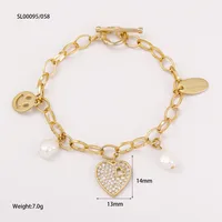 Heart Shape Classical Luxurious Romantic Copper Bracelets Lobster Trigger Clasp Closure sku image 3