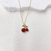 Élégant Femme Reine Le Cuivre Cerise Coeur Rouge Noeud D'Arc Placage Résine Zircon Plaqué Or 18K Femmes Ensemble De Bijoux main image 3
