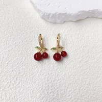 Elegante Señora Reina Cobre Cereza Corazón Rojo Nudo De Lazo Enchapado Resina Circón Chapados En Oro De 18K Mujeres Conjunto De Joyas main image 4