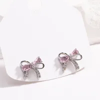 1 Pair Bow Knot Sweet Simple Style Copper 18K Gold Plated Gold Plated Zircon Inlay Ear Studs main image 5