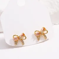 1 Pair Bow Knot Sweet Simple Style Copper 18K Gold Plated Gold Plated Zircon Inlay Ear Studs main image 4