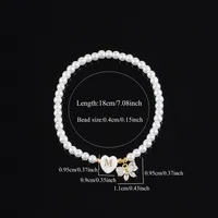 Letter Heart Shape Bow Knot Elegant Simple Style Classic Style 304 Stainless Steel Artificial Pearl Bracelets Wholesale main image 2