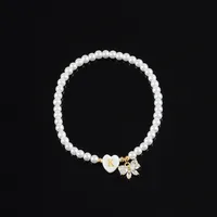 Letter Heart Shape Bow Knot Elegant Simple Style Classic Style 304 Stainless Steel Artificial Pearl Bracelets Wholesale main image 3