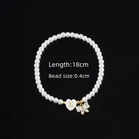 Letter Heart Shape Bow Knot Elegant Simple Style Classic Style 304 Stainless Steel Artificial Pearl Bracelets Wholesale sku image 5