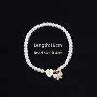 Letter Heart Shape Bow Knot Elegant Simple Style Classic Style 304 Stainless Steel Artificial Pearl Bracelets Wholesale sku image 10