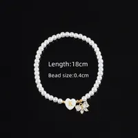 Letter Heart Shape Bow Knot Elegant Simple Style Classic Style 304 Stainless Steel Artificial Pearl Bracelets Wholesale sku image 11