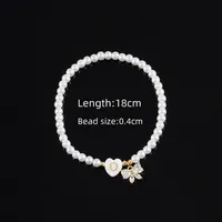 Letter Heart Shape Bow Knot Elegant Simple Style Classic Style 304 Stainless Steel Artificial Pearl Bracelets Wholesale sku image 15