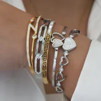 Heart Shape Retro Classic Style 18K Gold Plated 304 Stainless Steel Artificial Diamond Bangle In Bulk main image 1