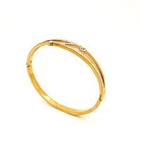 Heart Shape Retro Classic Style 18K Gold Plated 304 Stainless Steel Artificial Diamond Bangle In Bulk main image 5