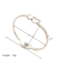 Heart Shape Retro Classic Style 18K Gold Plated 304 Stainless Steel Artificial Diamond Bangle In Bulk sku image 1