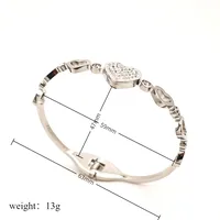 Heart Shape Retro Classic Style 18K Gold Plated 304 Stainless Steel Artificial Diamond Bangle In Bulk sku image 5