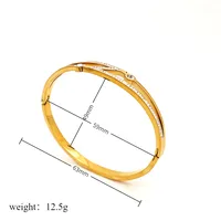 Heart Shape Retro Classic Style 18K Gold Plated 304 Stainless Steel Artificial Diamond Bangle In Bulk main image 2