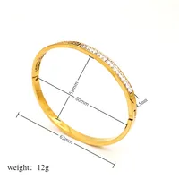 Heart Shape Retro Classic Style 18K Gold Plated 304 Stainless Steel Artificial Diamond Bangle In Bulk sku image 3