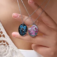 Rabbit Animal Bow Knot Vintage Style Zircon 304 Stainless Steel 18K Gold Plated Pendant Necklace Enamel Plating Lobster Trigger Clasp Closure main image 4
