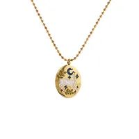 Rabbit Animal Bow Knot Vintage Style Zircon 304 Stainless Steel 18K Gold Plated Pendant Necklace Enamel Plating Lobster Trigger Clasp Closure main image 3