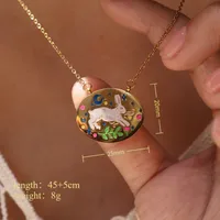 Rabbit Animal Bow Knot Vintage Style Zircon 304 Stainless Steel 18K Gold Plated Pendant Necklace Enamel Plating Lobster Trigger Clasp Closure sku image 5