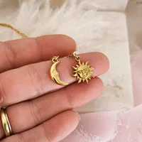 Sun Moon Casual Elegant Lady 304 Stainless Steel Pendant Necklace Lobster Trigger Clasp Closure main image 3