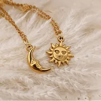 Soleil Lune Décontractée Élégant Femme Acier Inoxydable 304 Pendentif Fermeture À Boucle De Type Homard main image 1
