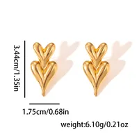 1 Pair Heart Shape Elegant Lady Vacation 304 Stainless Steel 18K Gold Plated Plating Ear Studs main image 2