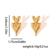 1 Par Forma De Corazón Elegante Señora Vacaciones Acero Inoxidable 304 Chapados En Oro De 18K Enchapado Pendientes main image 2