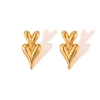 1 Pair Heart Shape Elegant Lady Vacation 304 Stainless Steel 18K Gold Plated Plating Ear Studs sku image 1