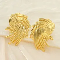 1 Paire Tourner Couleur Unie Fissure Élégant Femme Vacances Acier Inoxydable 304 Plaqué Or 18K Placage Boucles D'Oreilles main image 3