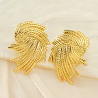 1 Par Giro Color Sólido Grieta Elegante Señora Vacaciones Acero Inoxidable 304 Chapados En Oro De 18K Enchapado Pendientes main image 5
