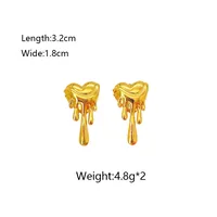 1 Paire Forme De Cœur Élégant Femme Vacances Acier Inoxydable 304 Plaqué Or 18K Placage Boucles D'Oreilles main image 2