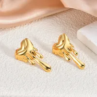 1 Paire Forme De Cœur Élégant Femme Vacances Acier Inoxydable 304 Plaqué Or 18K Placage Boucles D'Oreilles main image 3