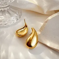 1 Paire Les Gouttelettes D'Eau Élégant Femme Vacances Acier Inoxydable 304 Plaqué Or 18K Placage Boucles D'Oreilles main image 5