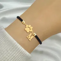 Letter Paw Print Elegant Simple Style Classic Style Zircon 304 Stainless Steel Nylon Bracelets Wholesale main image 1