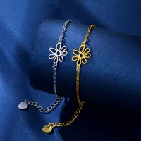 Flor Hip Hop Bohemio Estilo Simple Acero Inoxidable 201 Pulsera Al Mayoreo main image 1