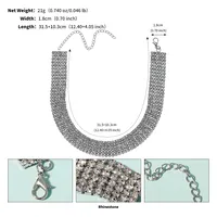 Solid Color Elegant Lady Shiny Rhinestone Copper Necklace Lobster Trigger Clasp Closure sku image 2