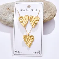Casual Glam Lady 304 Stainless Steel Geometric Heart Shape K Gold Plated Women's Jewelry Set main image 6