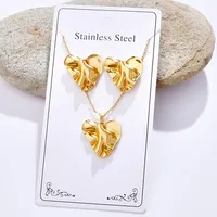 Casual Glam Lady 304 Stainless Steel Geometric Heart Shape K Gold Plated Women's Jewelry Set main image 5