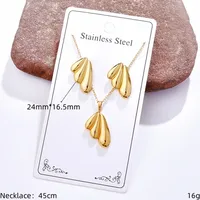 Casual Glam Lady 304 Stainless Steel Geometric Heart Shape K Gold Plated Women's Jewelry Set sku image 1
