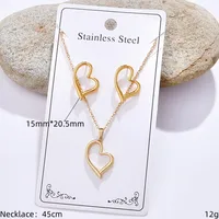 Casual Glam Lady 304 Stainless Steel Geometric Heart Shape K Gold Plated Women's Jewelry Set sku image 2