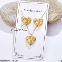 Casual Glam Lady 304 Stainless Steel Geometric Heart Shape K Gold Plated Women's Jewelry Set sku image 3