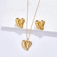 Casual Glam Lady 304 Stainless Steel Geometric Heart Shape K Gold Plated Women's Jewelry Set main image 2