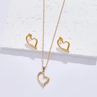 Casual Glam Lady 304 Stainless Steel Geometric Heart Shape K Gold Plated Women's Jewelry Set main image 3